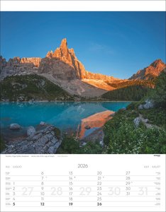 Weltnaturerbe Dolomiten Kalender 2026