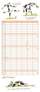 Yoga für Kühe Familienplaner 2025 – Wandkalender – Familien-Kalender mit 6 Spalten – Format 22 x 49,5 cm