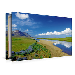 Premium Textil-Leinwand 120 cm x 80 cm quer Stille Flußlandschaft im Westen von Island