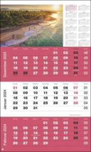 3-Monatsplaner Foto Traumziele 2024. Praktischer Monatsplaner mit Datumsschieber. Büro-Kalender mit Fotos von traumhaften Reisezielen. Wandkalender 2024 fürs Büro.
