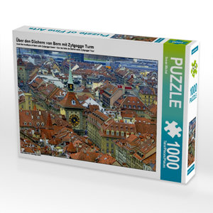 CALVENDO Puzzle Über den Dächern von Bern mit Zytgogge Turm 1000 Teile Puzzle quer