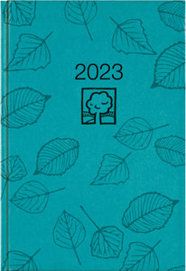 Buchkalender türkis 2023 - Bürokalender 14,5x21 cm - 1 Tag auf 1 Seite - Kartoneinband, Recyclingpapier - Stundeneinteilung 7 - 19 Uhr - 876-0717