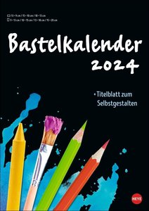 Bastelkalender 2024 schwarz A4. Blanko-Kalender zum Basteln und Bemalen mit extra Titelblatt für eine persönliche Gestaltung. Foto- und Bastelkalender 2024.