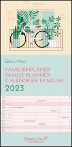 GreenLine Green Vibes 2023 Familienplaner - Familien-Kalender - Kinder-Kalender 22x45