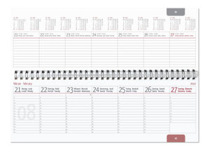 Tisch-Querkalender alpha platinum 2022 - Büro-Planer 29,7x10,5 cm - Tisch-Kalender - 1 Woche 2 Seiten - platin - Ringbindung - Alpha Edition