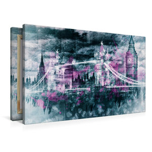 Premium Textil-Leinwand 90 cm x 60 cm quer LONDON Collage