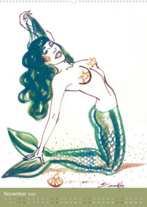 Mermaids, Pearls & Pirates. Sirenen, Perlen und Piraten. Phantasien mit Meeresrauschen (Wandkalender 2023 DIN A2 hoch)
