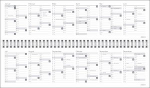 times&more Wochenquerkalender 2023. Roter Tischkalender mit geometrischem Muster. Handlicher Wochenplaner im Querformat. Tischquerkalender 2023 zum Planen von Terminen