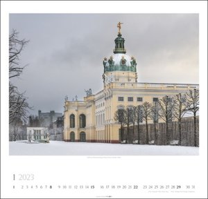 Ein Spaziergang durch Preußische Schlösser und Gärten Kalender 2023. Wandkalender mit 12 Fotos romantischer Schloss-Gärten. Quadratischer Fotokalender für das Jahr