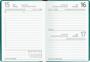 Taschenkalender türkis 2023 - Bürokalender 10,2x14,2 - 1 Tag auf 1 Seite - flexibler Kunstoffeinband - Stundeneinteilung 7 - 19 Uhr - 610-1013
