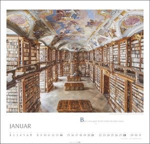 Welt der Bibliotheken 2024. Architektur-Kalender 2024 mit stimmungsvollen Fotografien und literarischen Zitaten. Großer Wandkalender 48x46 cm mit Monatskalendarium.