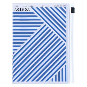 MARK\'S 2021/2022 Taschenkalender A6 vertikal, Geometric Pattern, BLUE