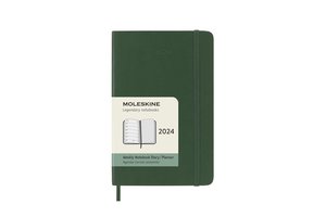 Moleskine 12 Monate Wochen Notizkalender 2024, Pocket/A6, Myrtengrün