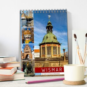 Wismar - Stadtspaziergang (Tischkalender 2025 DIN A5 hoch), CALVENDO Monatskalender