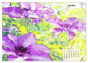 Blütenzeichnungen (Wandkalender 2024 DIN A2 quer), CALVENDO Monatskalender