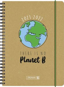 Schülerkalender 2021/2022 (18 Monate) No Planet B, A5 Recyclingleder-Einband