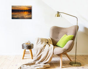 Premium Textil-Leinwand 45 cm x 30 cm quer Bretagne - Crozon - Sonnenuntergang am Plage de Goulien