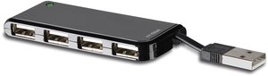 NOBILE Compact Active USB 2.0 Hub (4-Port), schwarz