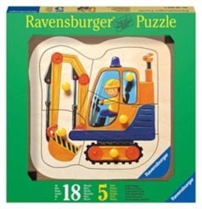 Ravensburger 03663 - Gelber Bagger, Holzpuzzle, 5 Teile