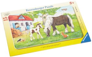 Ravensburger 06375 - Stute und Fohlen, 15 Teile Rahmenpuzzle