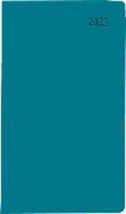 Taschenplaner Leporello PVC türkis 2023 - Bürokalender 9,5x16 cm - 1 Monat auf 1 Seite - separates Adressheft - faltbar - Notizheft - 501-1003