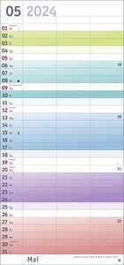 Bunte Wochen Planer für 2 2024. Praktischer Wandplaner für zwei mit 3 Spalten. Wandkalender mit Schulferien und 3-Monats-Ausblick. Terminkalender 2024 zum Eintragen.