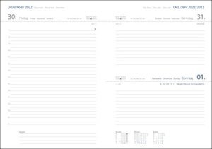 Cheftimer A5 mit Tageskalender. Schwarzer Terminkalender 2023. Buch-Kalender mit Lesebändchen und Eckperformation. Wattierter Taschenkalender zum Planen von Terminen.