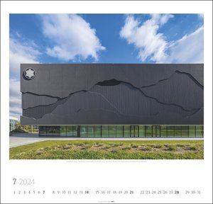 Moderne Architektur Kalender 2024. Großer Wandkalender 48x46 cm mit Monatskalendarium. Zeitgenössischer Architektur-Kalender mit fazinierenden Aufnahmen moderner Bauwerke.