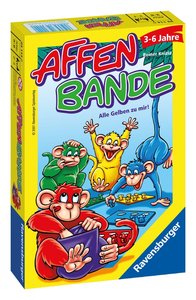 Ravensburger 23114 - Affenbande , Mitbringspiel für 2-4 Spieler, Kinderspiel ab 3-6 Jahren, kompaktes Format, Reisespiel