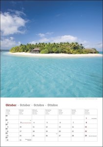 Trauminseln Kalender 2023. Praktischer Wandplaner mit traumhaften Fotos. Terminkalender mit Platz für Notizen und Inselbildern, die zum Träumen einladen.