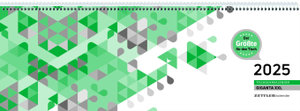 Tischquerkalender Giganta XXL grün 2025 - 42,2x14,8 cm - 1 Woche auf 2 Seiten - Bürokalender - Stundeneinteilung 7 - 22 Uhr - 126-0013