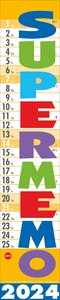 Supermemo Kalender 2024. Streifenkalender fürs Büro. Langer Wandkalender mit einer Spalte zum Eintragen. Büro-Kalender 2024. Kalender vertikal zum Aufhängen. 17 x 85 cm