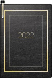 Wochenkalender Modell 713, 2022, SOFT-Einband mit Ziergoldrand schwarz