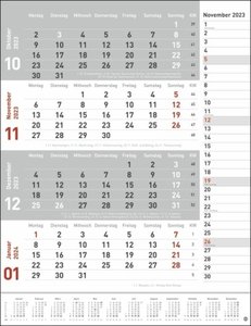 4-Monats-Planer rot 2023. Praktischer Wandplaner mit Datumsschieber. Büro-Kalender mit Notizspalte und Jahresübersicht. Wandkalender 2023 im Hochformat. 30x39 cm
