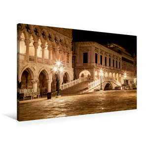 Premium Textil-Leinwand 90 cm x 60 cm quer VENEDIG Dogenpalast (Palazzo Ducale) & Ponte della Paglia