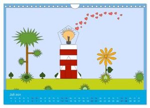 Leuchtturm im Meer (Wandkalender 2024 DIN A4 quer), CALVENDO Monatskalender
