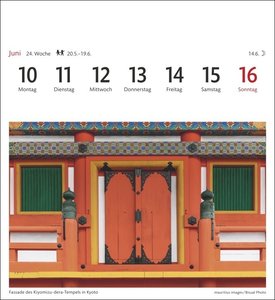 Japan Sehnsuchtskalender 2024. Fernweh in einem Foto-Kalender zum Aufstellen. Die schönsten Landschaften und Städte Japans als Postkarten in einem Tischkalender. Auch zum Aufhängen