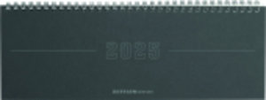Tisch-Querkalender Papyrus Grau 2025 - Büro-Planer 29,7x10,5 cm - Tisch-Kalender - 1 Woche 2 Seiten - Ringbindung - Zettler