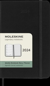 Moleskine 12 Monate Wochen Notizkalender 2024, Pocket/A6, Schwarz