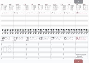 Tisch-Querkalender alpha platinum 2023 - Büro-Planer 29,7x10,5 cm - Tisch-Kalender - 1 Woche 2 Seiten - platin - Ringbindung - Alpha Edition