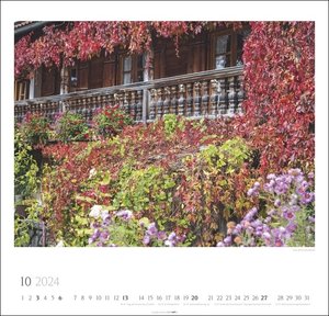 Bauerngärten Kalender 2024. Wandkalender mit 12 Fotos bäuerlicher Gärten. Farbenprächtiger Natur-Kalender für die Wand im Format 48 x 46 cm. Jahres-Fotokalender mit Spiralbindung