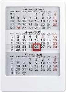 3-Monats-Tischaufsteller 2023 weiß - Tisch-Kalender 12x16 cm - Büro-Kalender - mit Datumsschieber - Alpha Edition