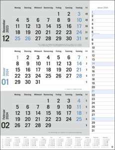 3-Monats-Planer blau 2024. Praktischer Wandplaner mit Datumsschieber. Büro-Kalender mit Notizspalte und Jahresübersicht. Wandkalender 2024 fürs Büro. 30 x 39 cm.