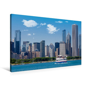 Premium Textil-Leinwand 90 cm x 60 cm quer CHICAGO Skyline