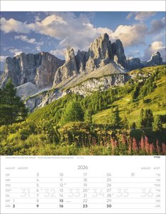 Weltnaturerbe Dolomiten Kalender 2026