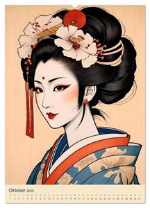 Japanische Geishas (Wandkalender 2025 DIN A2 hoch), CALVENDO Monatskalender