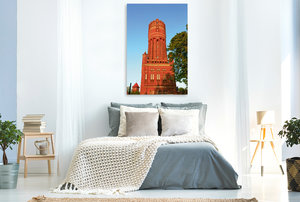 Premium Textil-Leinwand 80 cm x 120 cm  hoch Wasserturm in Lüneburg