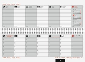 Wochenkalender, Tischkalender, 2024, Modell 772, Karton-Einband, rot