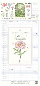 Judith Glover Familienplaner 2024. Familienkalender mit 5 Spalten. Liebevoll illustrierter Familien-Wandkalender mit Schulferien. Hübscher Wandplaner 2024.