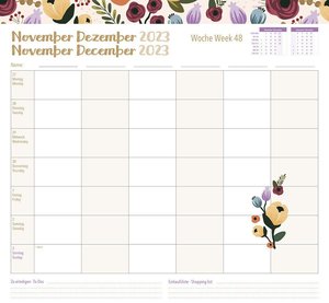 Familien Wochenkalender Flowers 2023 - Familien-Timer - Termin-Planer - Kinder-Kalender - Familien-Kalender - 30,5x30,5